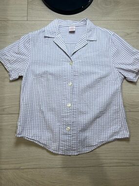 Brooks Brothers Womens Short Sleeve Seersucker Pagjama Top Purple & White